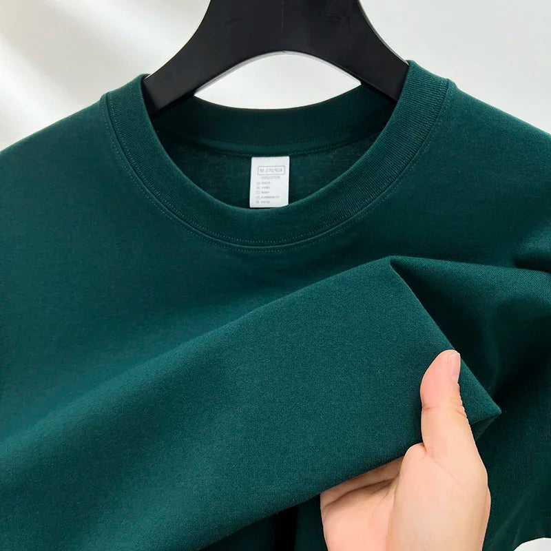 100% Pure Cotton Summer High-end Brand Men's Short Sleeve Round Neck Fashionable Style Half Sleeved Top Breathable T-shirt