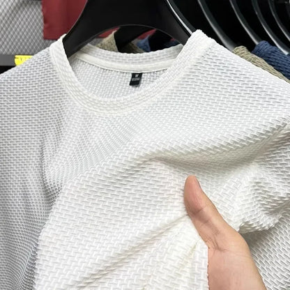 Men's Short Sleeve Mesh Bamboo Ice Silk T-shirt