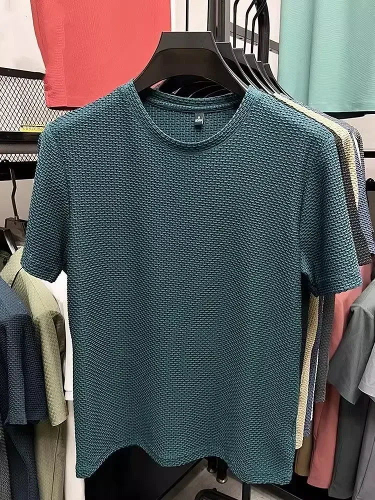 Men's Short Sleeve Mesh Bamboo Ice Silk T-shirt