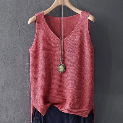 Women Summer Sleeveless Knitted Blouse Shirt