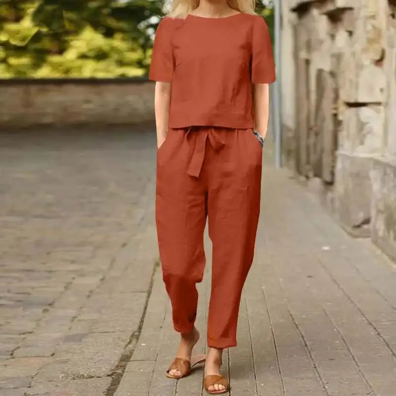 Women's Cotton Linen Suit Summer Matching Suit