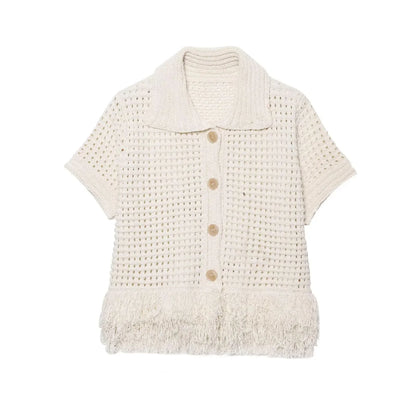 Summer Sexy Knitted Tassel Solid Women Suit Fashion