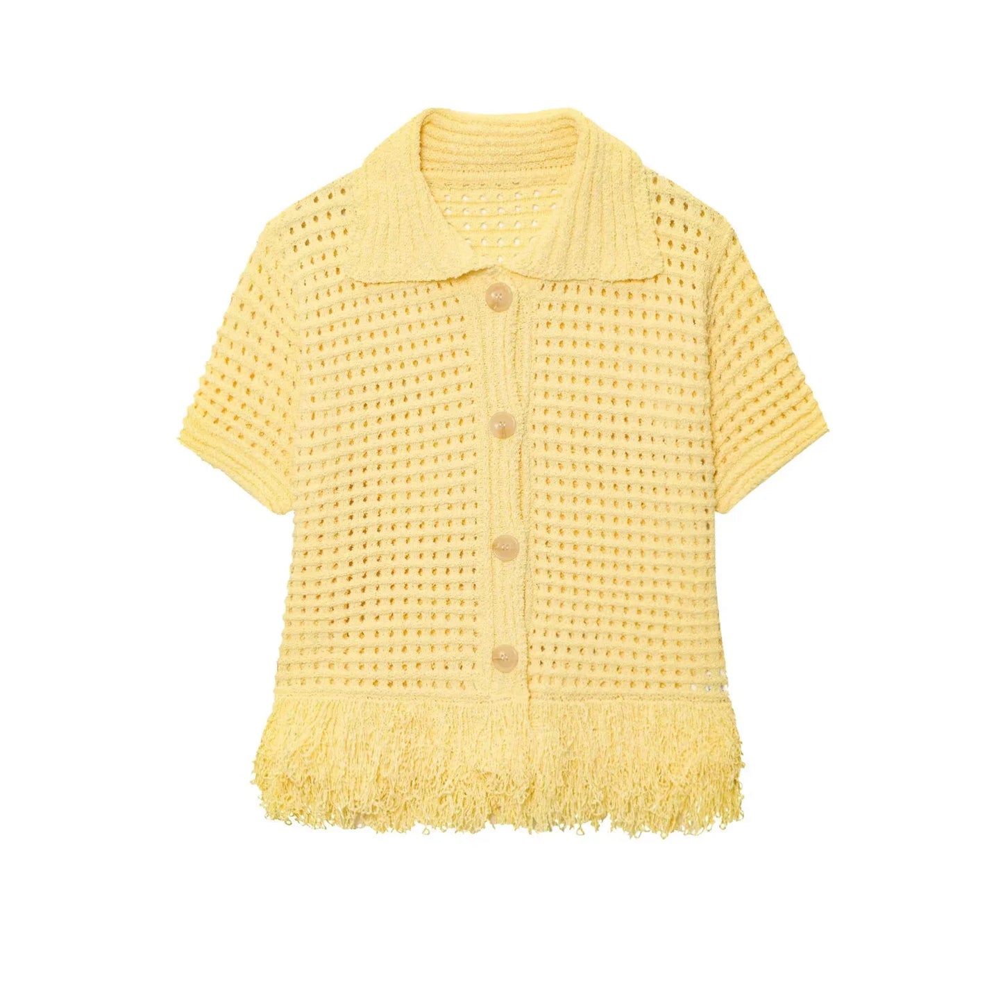 Summer Sexy Knitted Tassel Solid Women Suit Fashion