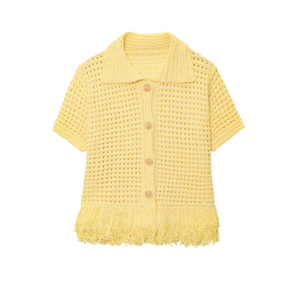 Summer Sexy Knitted Tassel Solid Women Suit Fashion