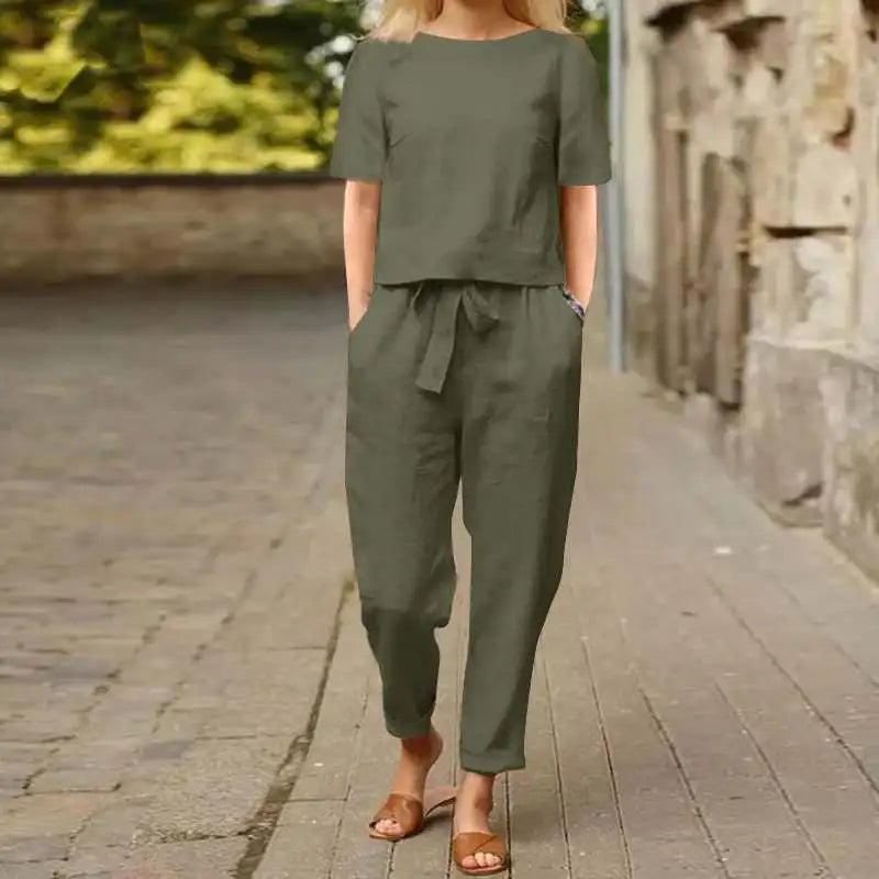 Women's Cotton Linen Suit Summer Matching Suit