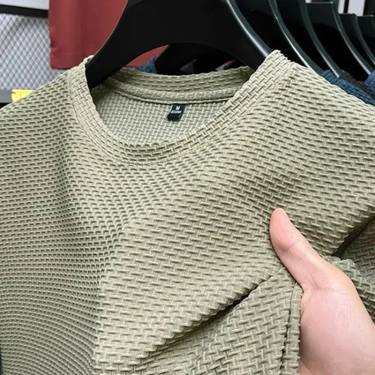 Men's Short Sleeve Mesh Bamboo Ice Silk T-shirt