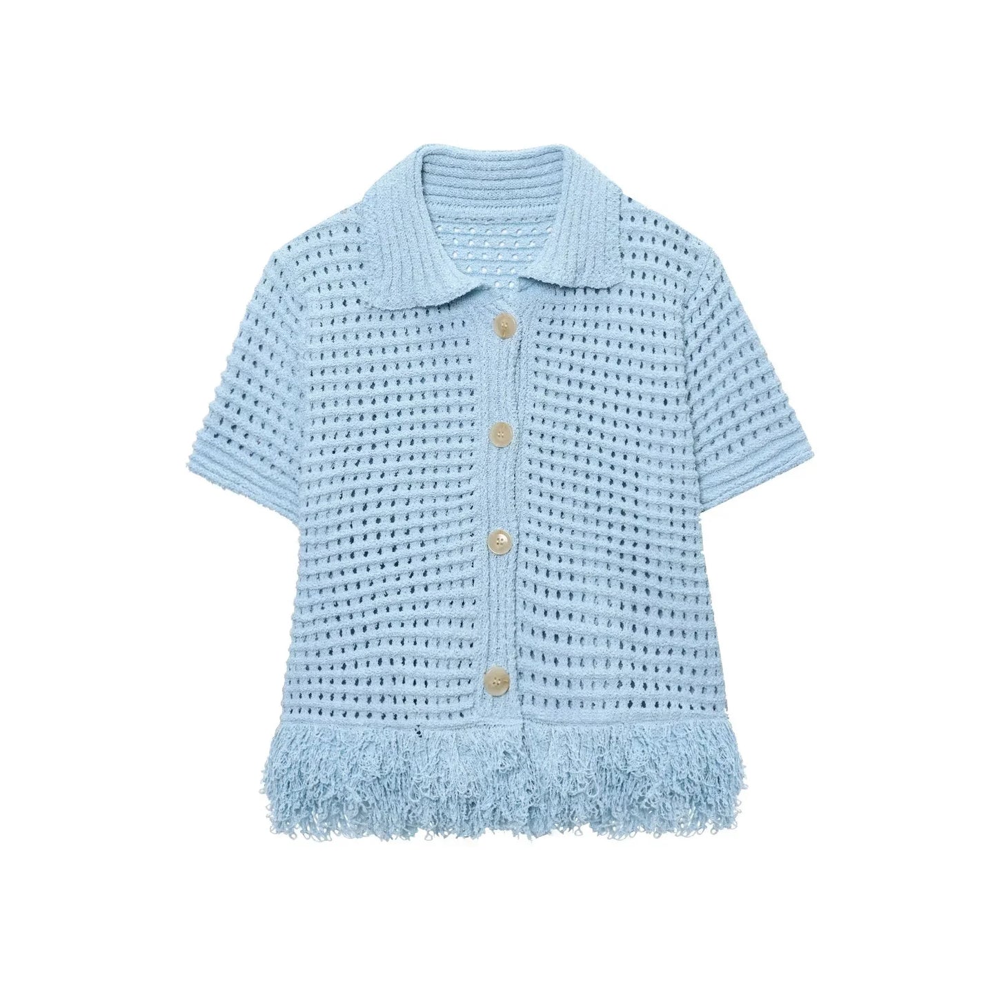 Summer Sexy Knitted Tassel Solid Women Suit Fashion