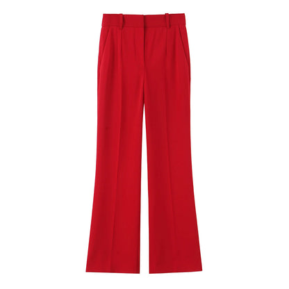 TRAFZA Women Romantic Red Vest Set V-Neck