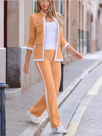 New Fashion Solid Color Casual Two Piece Sets Elegant