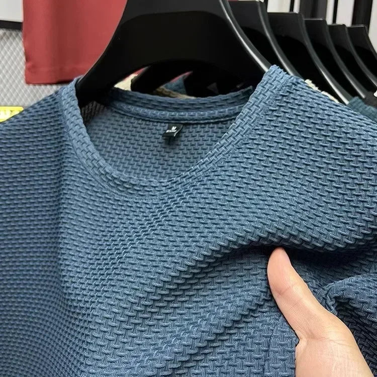 Men's Short Sleeve Mesh Bamboo Ice Silk T-shirt