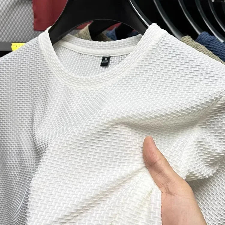 Men's Short Sleeve Mesh Bamboo Ice Silk T-shirt