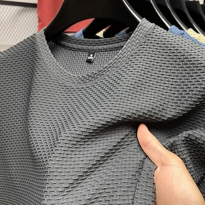 Men's Short Sleeve Mesh Bamboo Ice Silk T-shirt