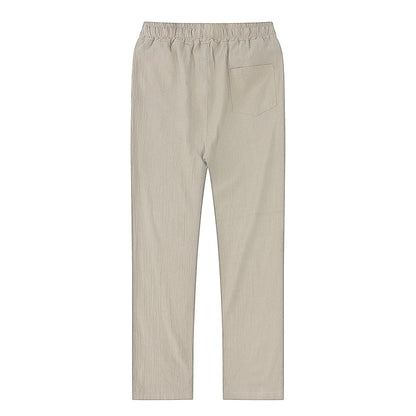 Men's Cotton Linen Pants Male Autumn New Breathable Solid Color Linen Trousers Fitness