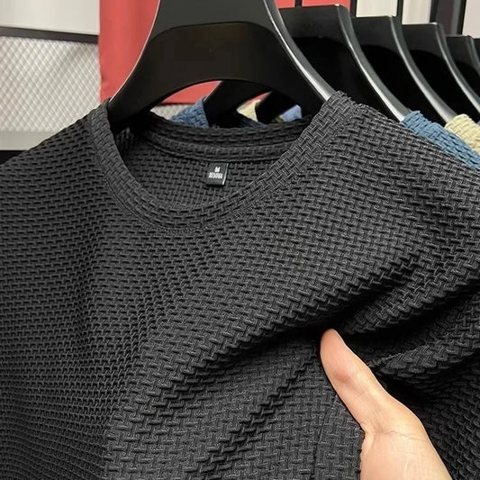Men's Short Sleeve Mesh Bamboo Ice Silk T-shirt