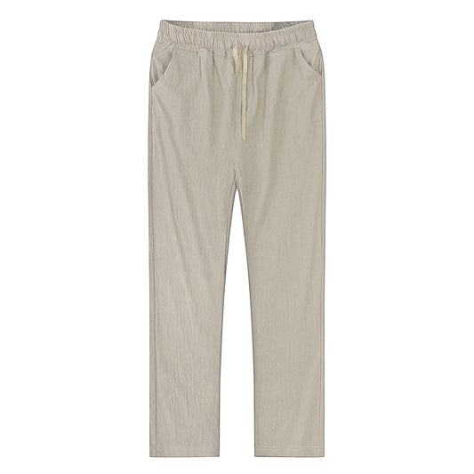 Men's Cotton Linen Pants Male Autumn New Breathable Solid Color Linen Trousers Fitness
