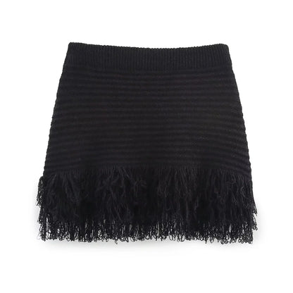 Summer Sexy Knitted Tassel Solid Women Suit Fashion