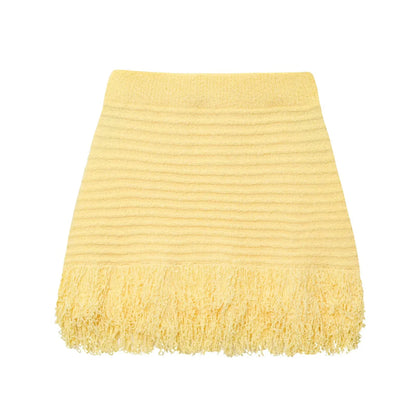 Summer Sexy Knitted Tassel Solid Women Suit Fashion