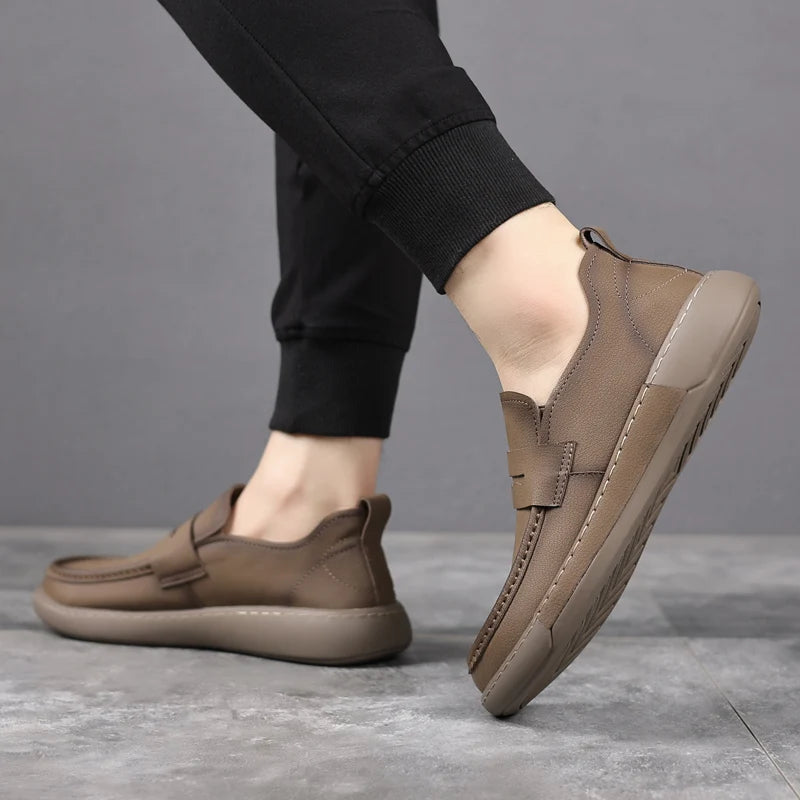 Brand Men Genuine Leather Walking Loafers High Quality