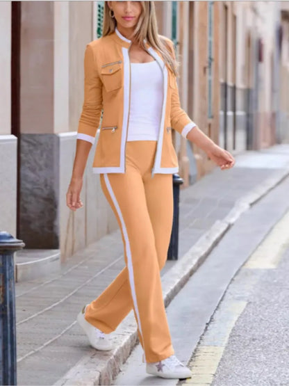 New Fashion Solid Color Casual Two Piece Sets Elegant