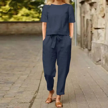 Women's Cotton Linen Suit Summer Matching Suit