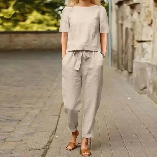 Women's Cotton Linen Suit Summer Matching Suit