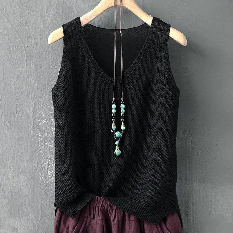 Women Summer Sleeveless Knitted Blouse Shirt