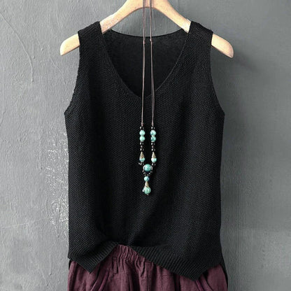 Women Summer Sleeveless Knitted Blouse Shirt