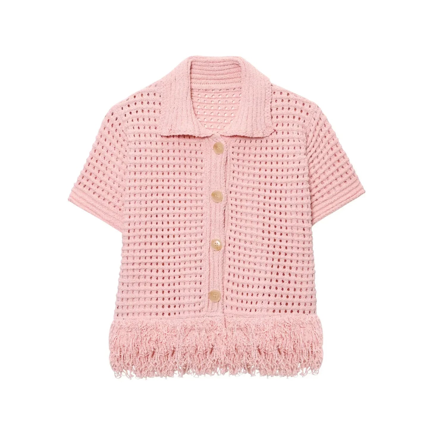 Summer Sexy Knitted Tassel Solid Women Suit Fashion