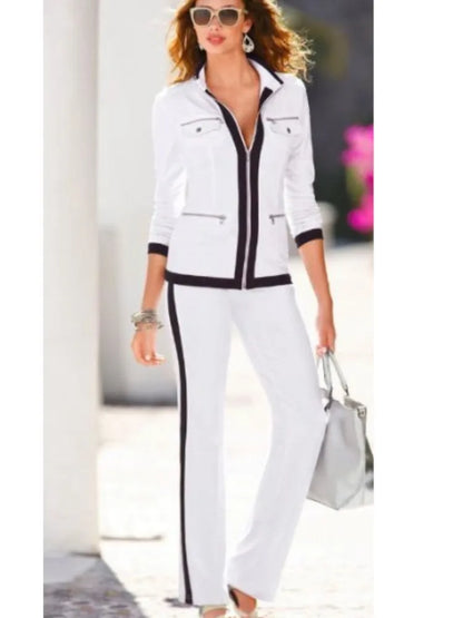 New Fashion Solid Color Casual Two Piece Sets Elegant