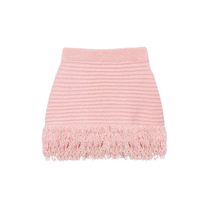 Summer Sexy Knitted Tassel Solid Women Suit Fashion