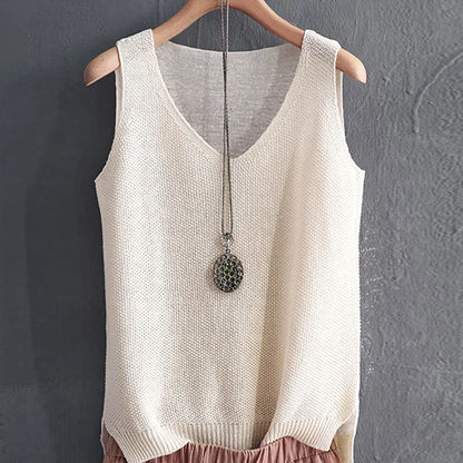 Women Summer Sleeveless Knitted Blouse Shirt